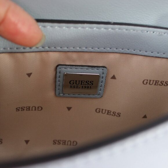 Guess Zaria Mini Top Handle Crossbody – Slate Blue with Floral Appliqués - Picture 7 of 8